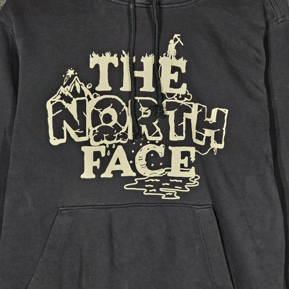 The North Face Hoodie Mens Small Black Graphic Pullover Never Stop Exploring S